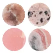 Cabochon plat rond - palet - 10 mm en pierre gemme - Rhodochrosite x1