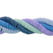 Assortiment de 5 fils de perles Heishi en pâte polymère 6x1 mm - Camaieu Bleu