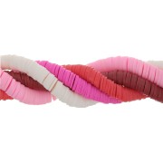 Assortiment de 5 fils de perles Heishi en pâte polymère 6x1 mm - Camaieu Rose