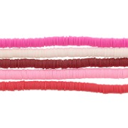 Assortiment de 5 fils de perles Heishi en pâte polymère 6x1 mm - Camaieu Rose