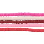 Assortiment de 5 fils de perles Heishi en pâte polymère 6x1 mm - Camaieu Rose