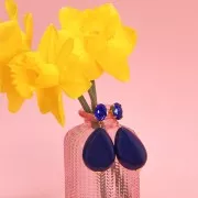 Perle goutte plate en résine opaque 37x26 mm - Vert x1