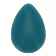 Perle goutte plate en résine opaque 37x26 mm - Bleu canard x1
