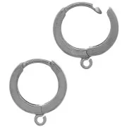 Dormeuses créoles avec anneau ouvert 14 mm - Argent 925 Rhodié noir x2
