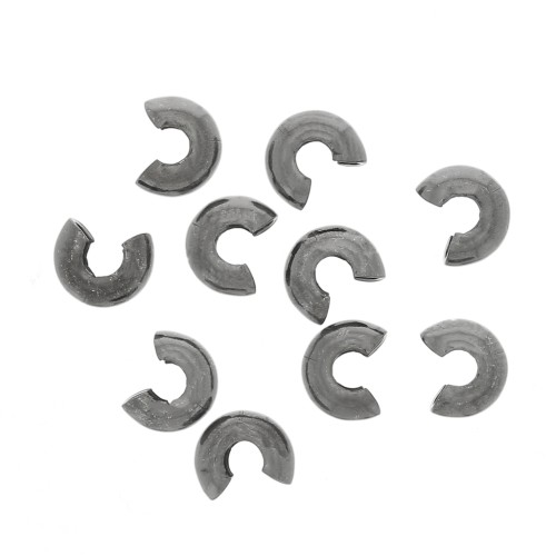 Caches perles à écraser 5 mm en Argent 925 Rhodié noir x4