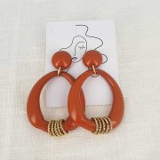 Pendentif goutte évidé ethnique en résine opaque 41x37 mm - Terracotta x1