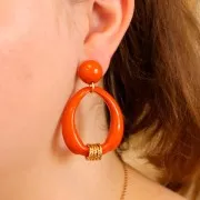 Pendentif goutte évidé ethnique en résine opaque 41x37 mm - Terracotta x1