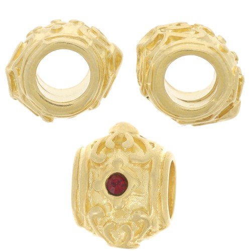 Perle ronde aplatie 12x9 mm - gros trou - pour cabochon 1.8mm - Doré à l'or fin x1