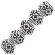 Perle ronde aplatie 12x9 mm - gros trou - pour cabochon 1.8mm - Argenté vieilli x1