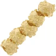 Perle ronde 10 mm - motif fleurs - gros trou - Doré à l'or fin x1