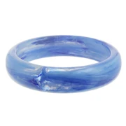 Bracelet jonc épais en résine transparente 67.5 mm - Bleu marbré x1