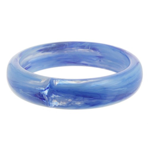 Bracelet jonc épais en résine transparente 67.5 mm - Bleu marbré x1