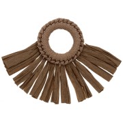 Pendentif éventail avec pompons en raphia 45.5x66 mm - Marron x1|raw }}