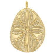 Pendentif goutte irrégulier travaillé 21x15 mm - motif fleur - Doré x1|raw }}