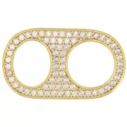 Intercalaire languette de capsule 20x12 mm avec oxydes de Zirconium  - Crystal - Doré x1