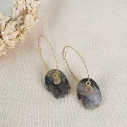 Pendentif main 20.5x15 mm en pierre gemme - Labradorite x1