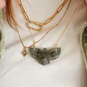 Intercalaire aigle 42x24 mm en pierre gemme - Labradorite x1