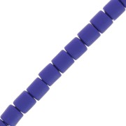 Perles tubes style Heishi en pâte polymère 6x6.2 mm - Bleu foncé x39cm|raw }}