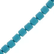 Perles tubes style Heishi en pâte polymère 6x6.2 mm - Bleu x39cm