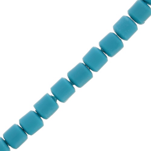Perles tubes style Heishi en pâte polymère 6x6.2 mm - Bleu x39cm