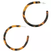 Créoles épaisses fil rond 57 mm - Ecaille de tortue - Marron - Noir x2