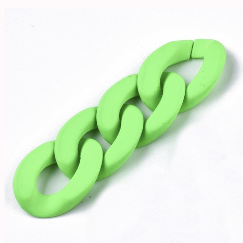 Maillon ovale torsadé en acrylique 30x21 mm - Opaque Vert fluo Mat x1