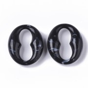 Maillon ovale grain de café en acrylique 31x26 mm - Marbré Noir - Blanc x1|raw }}