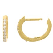 Créoles 11 mm avec oxydes de Zirconium - Argent 925 Doré à l'or fin - Crystal x2|raw }}