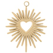 Pendentif soleil avec coeur évidé 23x18 mm - Acier inoxydable 316L Doré x1