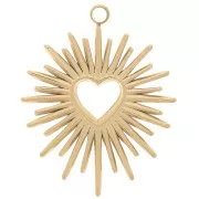 Pendentif soleil avec coeur évidé 23x18 mm - Acier inoxydable 316L Doré x1
