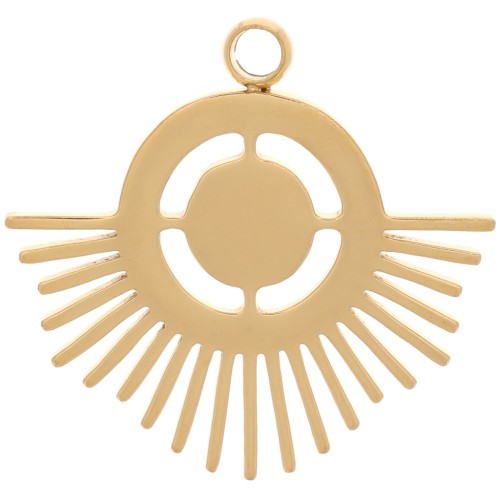 Pendentif ethnique 16x17 mm pour cabochon 4 mm - Acier inoxydable 316L Doré x1