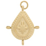 Pendentif goutte travaillé 19x16 mm avec 4 anneaux - Acier inoxydable 316L Doré x1