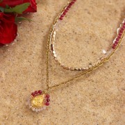 Pendentif goutte travaillé 19x16 mm avec 4 anneaux - Acier inoxydable 316L Doré x1