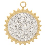 Pendentif soleil 14 mm avec résine et oxydes de Zirconium  - Acier inoxydable 316L Doré - Blanc