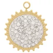 Pendentif soleil 14 mm avec résine et oxydes de Zirconium  - Acier inoxydable 316L Doré - Blanc