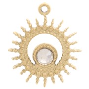 Pendentif soleil évidé 14 mm avec strass - Acier inoxydable 304L Doré x1|raw }}