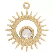 Pendentif soleil évidé 14 mm avec strass - Acier inoxydable 304L Doré x1