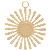 Breloque soleil texturé 14 mm pour cabochon 4 mm - Acier inoxydable 316L Doré x1