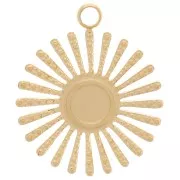 Breloque soleil texturé 14 mm pour cabochon 4 mm - Acier inoxydable 316L Doré x1