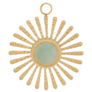 Breloque soleil texturé 14 mm pour cabochon 4 mm - Acier inoxydable 316L Doré x1