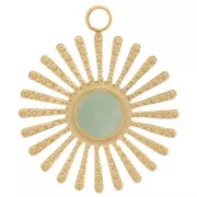 Breloque soleil texturé 14 mm pour cabochon 4 mm - Acier inoxydable 316L Doré x1