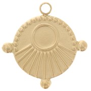 Breloque ronde travaillée 16 mm pour cabochon 4 mm - Acier inoxydable 316L Doré x1|raw }}