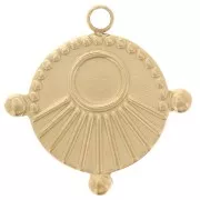 Breloque ronde travaillée 16 mm pour cabochon 4 mm - Acier inoxydable 316L Doré x1