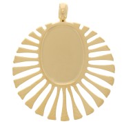 Breloque ronde 14 mm pour cabochon 8x6 mm - Acier inoxydable 304 Doré x1|raw }}