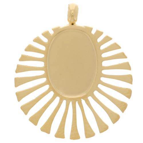 Breloque ronde 14 mm pour cabochon 8x6 mm - Acier inoxydable 304 Doré x1