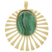 Breloque ronde 14 mm pour cabochon 8x6 mm - Acier inoxydable 304 Doré x1