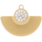 Breloque ethnique 13x16 mm avec résine et oxydes de Zirconium  - Acier inoxydable 316L Doré x1