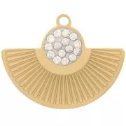 Breloque ethnique 13x16 mm avec résine et oxydes de Zirconium  - Acier inoxydable 316L Doré x1