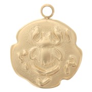 Breloque irrégulière 14.5x12 mm - motif scarabée - Acier inoxydable 316L Doré x1