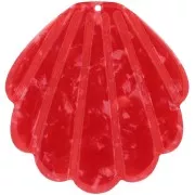 Pendentif coquillage en acétate 45x43 mm - Rouge nacré x1